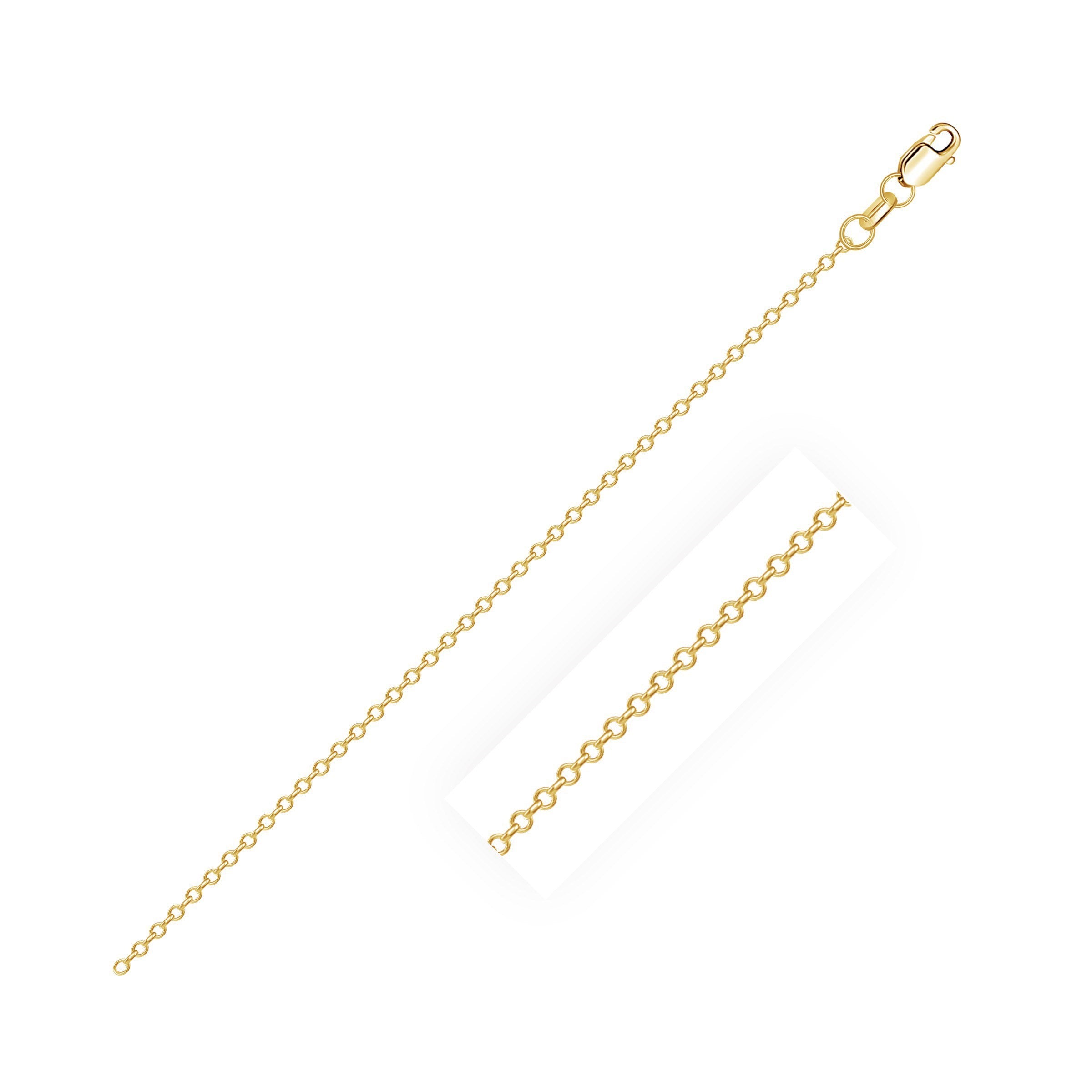 10k Yellow Gold Diamond Cut Cable Link Chain (0.87 mm) in a sleek high-contrast midnight luxury editorial style